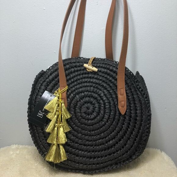 INC Straw Circle Tote - Picture 1 of 5